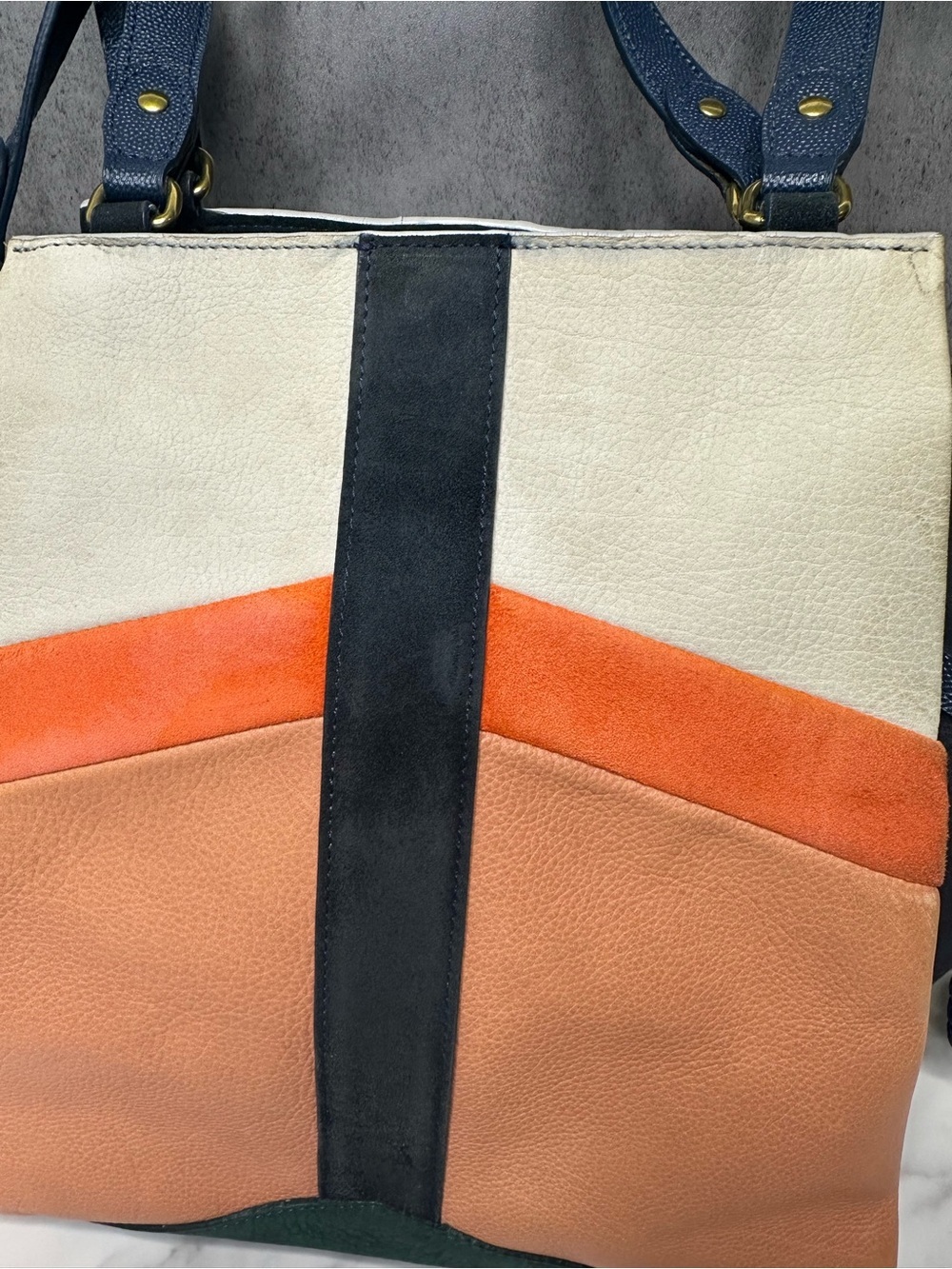 Jerome Dreyfuss Anatole Colorblock Leather Tote Bag - Picture 3 of 12